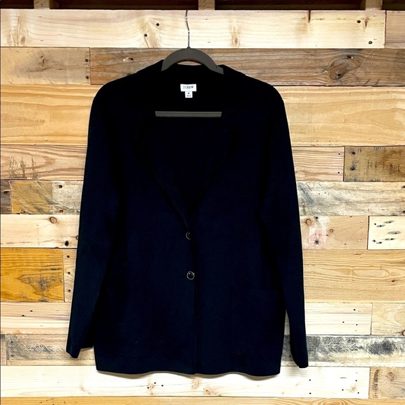 J. Crew size Medium 100% Cotton Black Super Soft & Stretchy Two Button Blazer - Picture 1 of 10